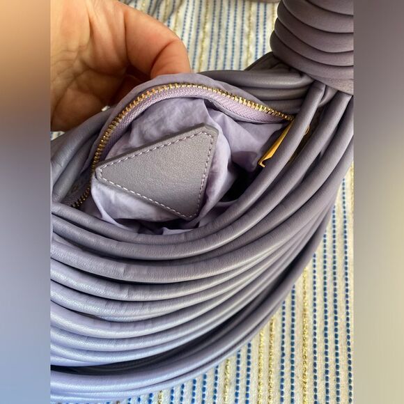Handbag Rope Knot Design Leather Purple Small - Picture 5 of 11